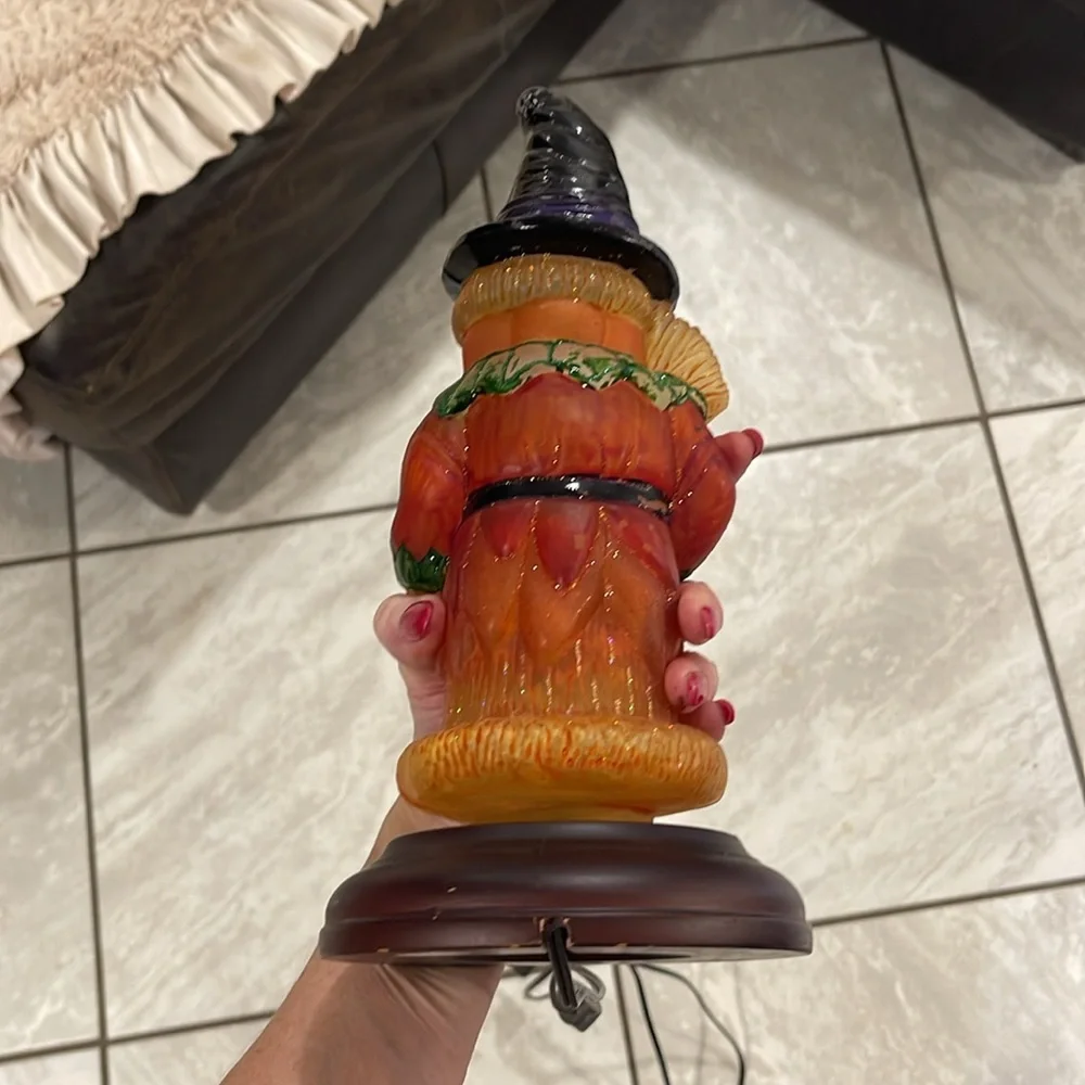 Vintage Old World Christmas Halloween Scarecrow Light - Merck Family w witch hat